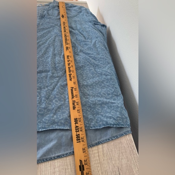 Soft Surroundings Blue Leopard Timeless Crossover Long Sleeve Tunic Tencel 2X - Picture 6 of 9